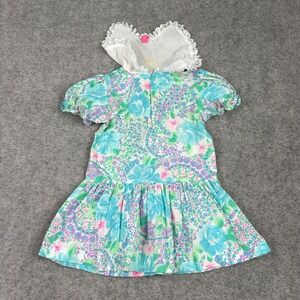 Allison Ann Floral Dress Girls 4T Vintage Lace Collar Ruffle Tea Party Blue Pink